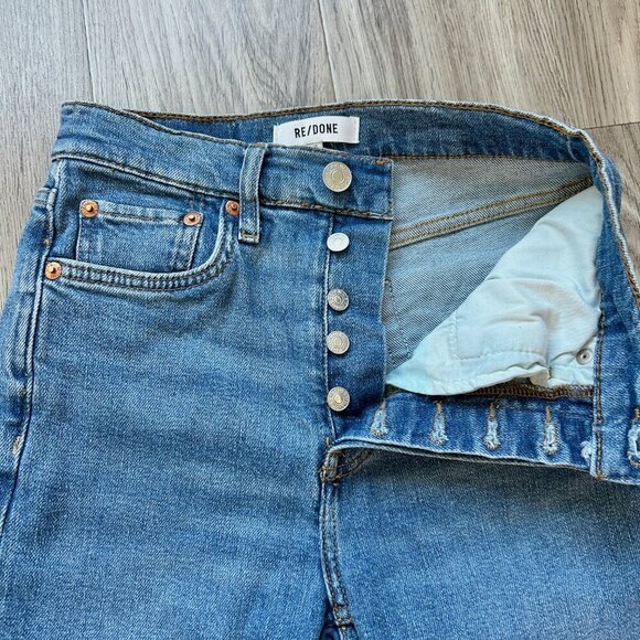 Re/Done Originals 70s Stove Pipe Denim Jeans in Dusted Blue Size 25 LIKE NEW - Picture 6 of 11